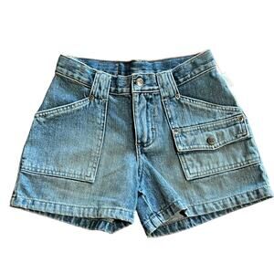 Lee Girls Blue Denim Jeans Shorts Size 10 Pockets High Waist